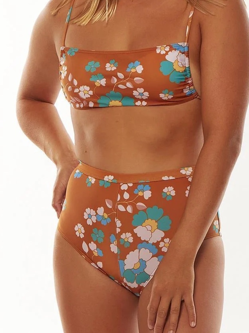 SISSTREVOLUTION SWELL BAYAMO BANDEAU TOP  Rust and Turquoise Size Small NWT